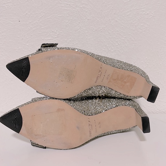 Jimmy Choo Hanover Chai Glitter crystal buckle Booties 36.5 - Picture 10 of 12